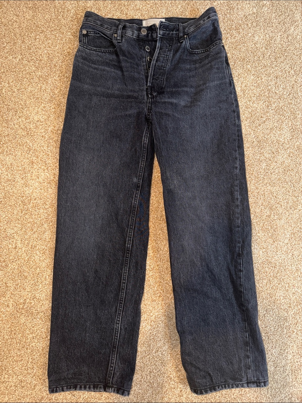 Everlane Way High Rigid Jeans in washed black, 25 short